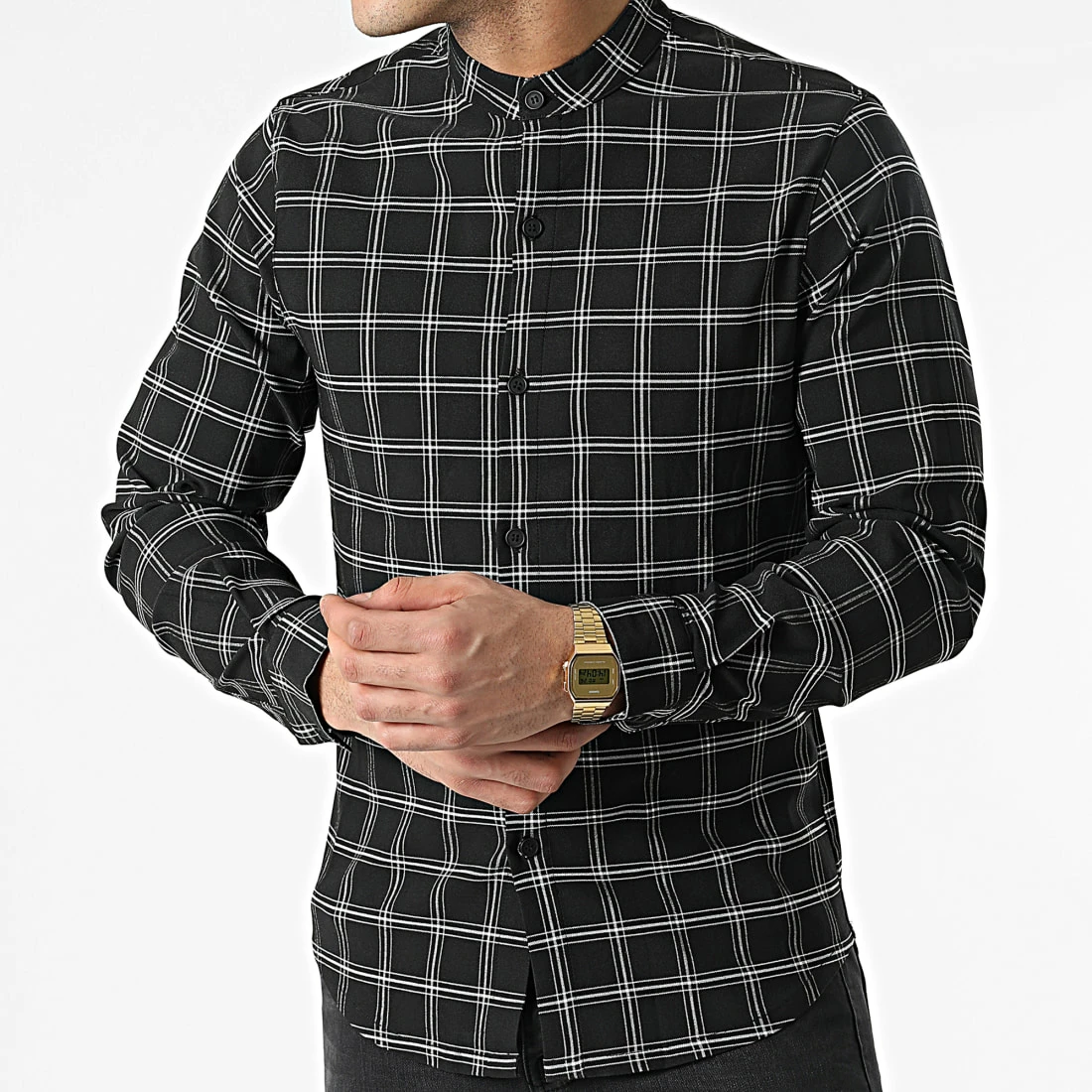 Acheter 👏 Chemise Manches Longues A Carreaux S2207 Noir de John H 😍 5 Acheter 👏 Chemise Manches Longues A Carreaux S2207 Noir de John H 😍 – Image 3