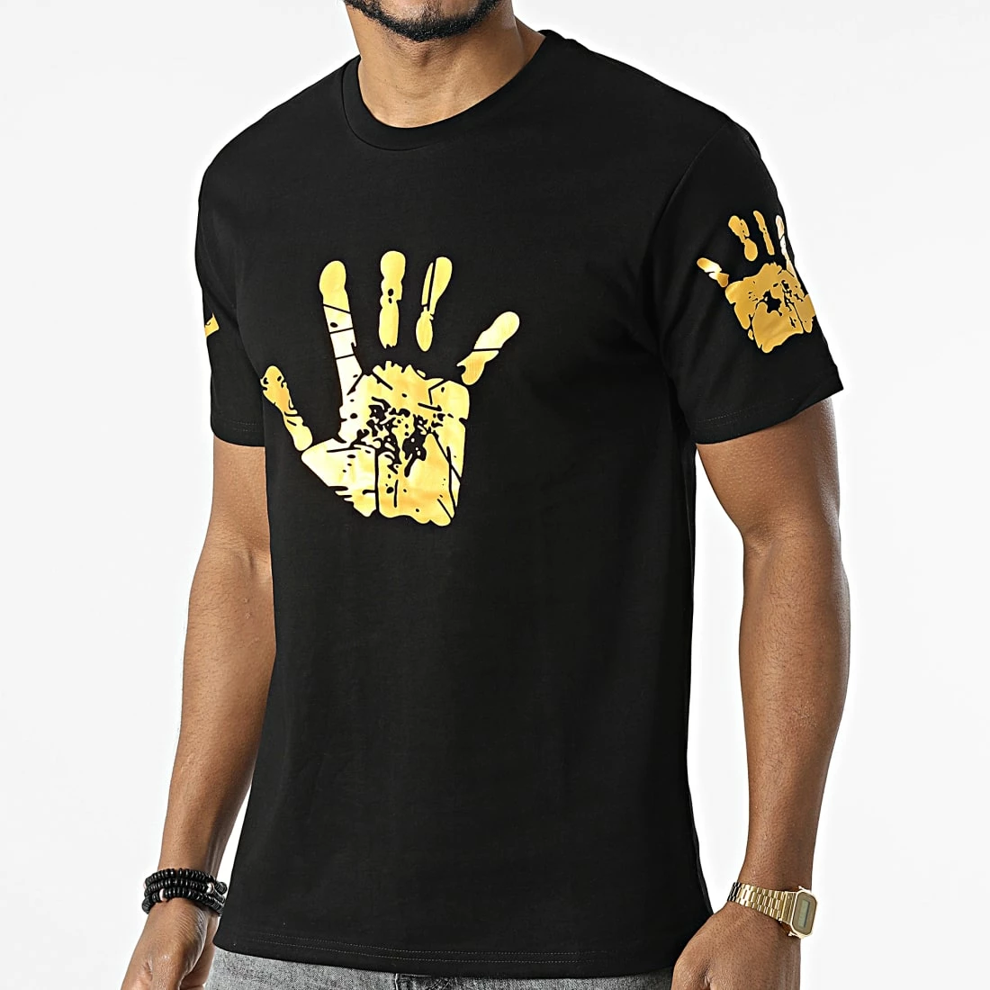 Meilleure vente 👍 Tee 👕 Shirt XW905 Noir Doré de John H 😀 3 Meilleure vente 👍 Tee 👕 Shirt XW905 Noir Doré de John H 😀