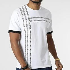 Meilleure affaire ❤️ Tee 👕 Shirt T114 Blanc Noir de John H 🛒 -John H Soldes john h 306450 T114 WHITE BLACK 20220225T143337 03