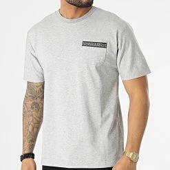 Nouveau ✨ Tee 👚 Shirt Oversize A Poche Poitrine XW919 Gris Chiné Réfléchissant Renaissance de John H 😉