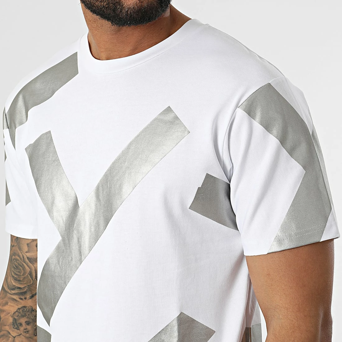 Vente flash ❤️ Tee 👚 Shirt XW906 Blanc Argenté de John H ⭐ 4 Vente flash ❤️ Tee 👚 Shirt XW906 Blanc Argenté de John H ⭐ – Image 2