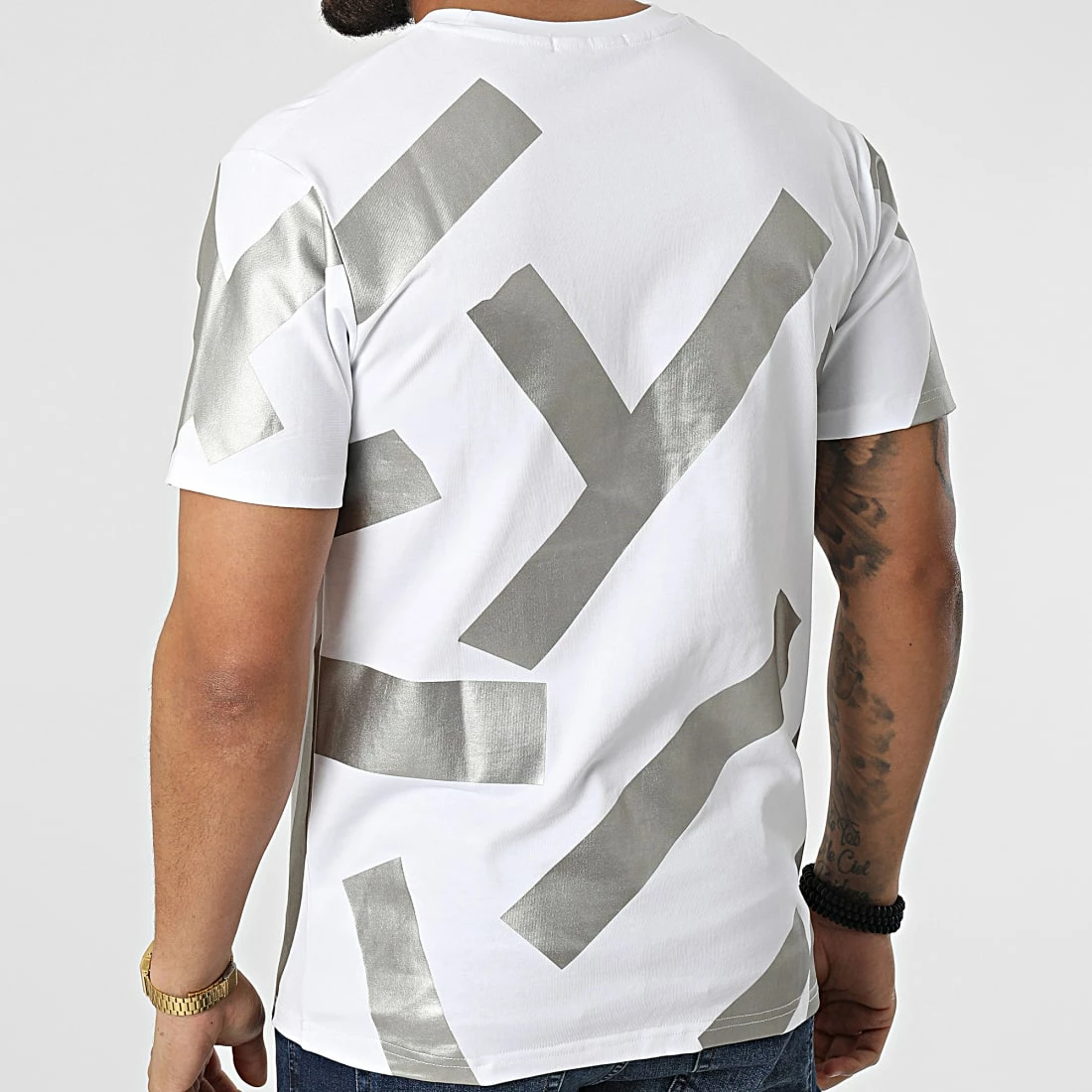 Vente flash ❤️ Tee 👚 Shirt XW906 Blanc Argenté de John H ⭐ 6 Vente flash ❤️ Tee 👚 Shirt XW906 Blanc Argenté de John H ⭐ – Image 4