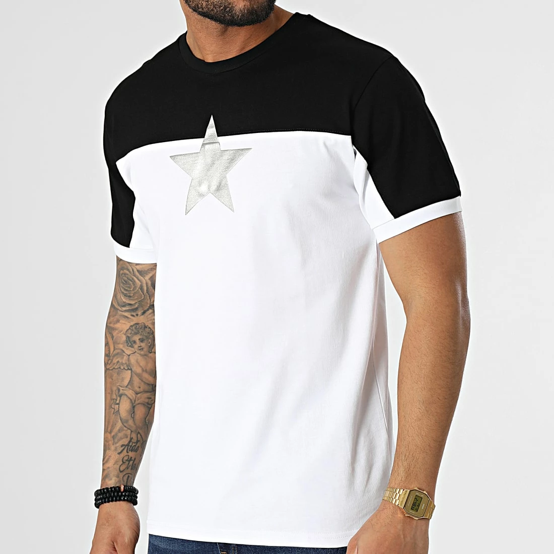 Meilleure affaire 😀 Tee 👚 Shirt Oversize XW918 Blanc Noir Argenté de John H 🤩 3 Meilleure affaire 😀 Tee 👚 Shirt Oversize XW918 Blanc Noir Argenté de John H 🤩