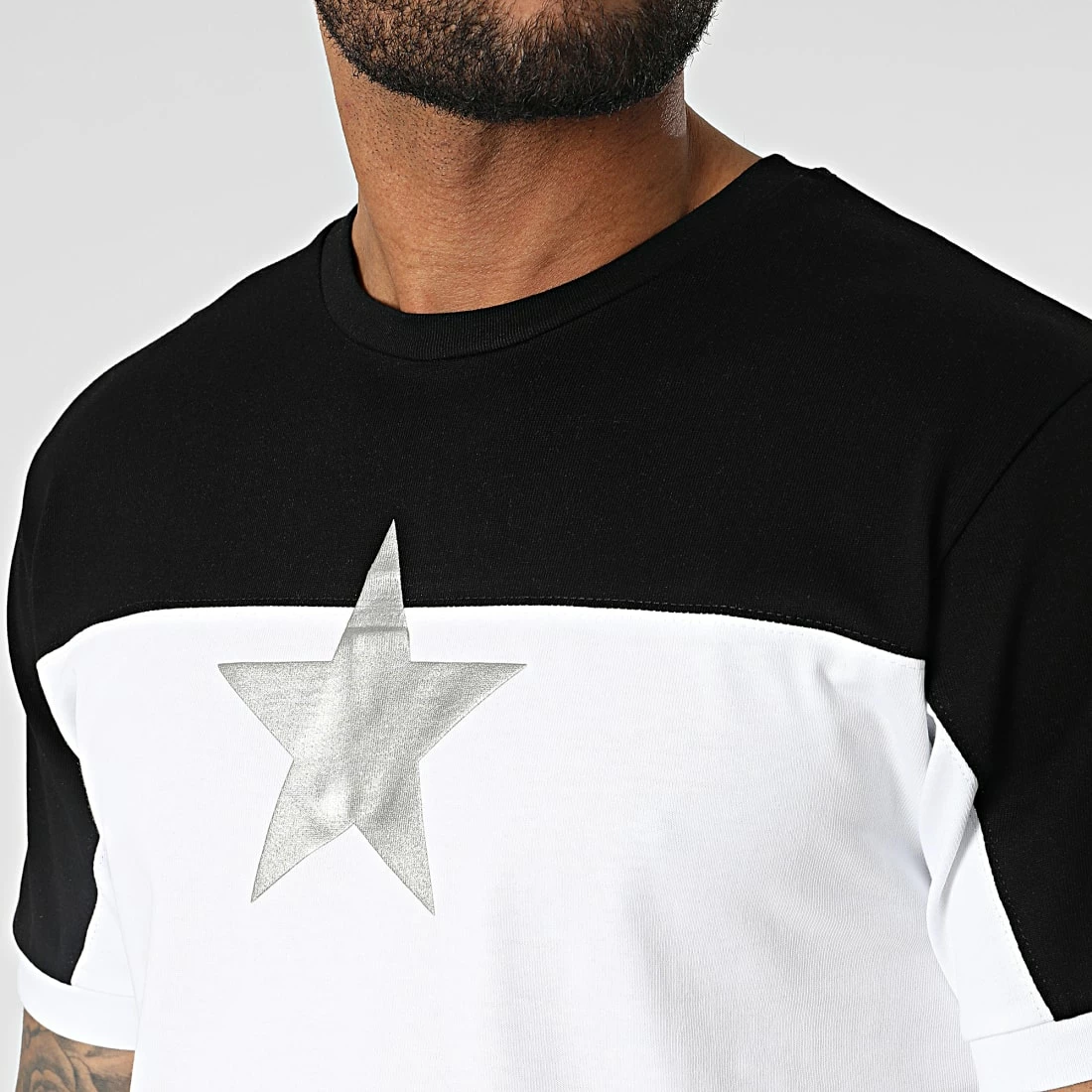 Meilleure affaire 😀 Tee 👚 Shirt Oversize XW918 Blanc Noir Argenté de John H 🤩 4 Meilleure affaire 😀 Tee 👚 Shirt Oversize XW918 Blanc Noir Argenté de John H 🤩 – Image 2