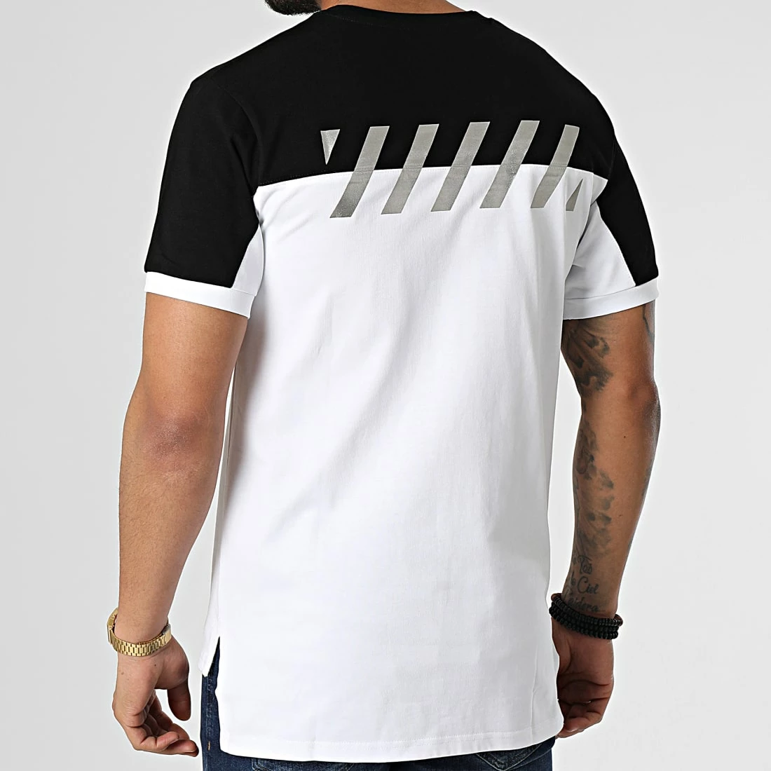 Meilleure affaire 😀 Tee 👚 Shirt Oversize XW918 Blanc Noir Argenté de John H 🤩 6 Meilleure affaire 😀 Tee 👚 Shirt Oversize XW918 Blanc Noir Argenté de John H 🤩 – Image 4