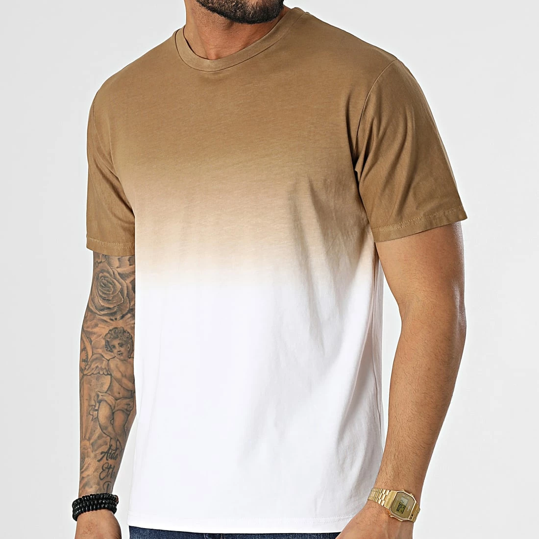 Promo 😍 Tee 👕 Shirt Oversize T145 Camel Blanc Dégradé de John H 🥰 3 Promo 😍 Tee 👕 Shirt Oversize T145 Camel Blanc Dégradé de John H 🥰