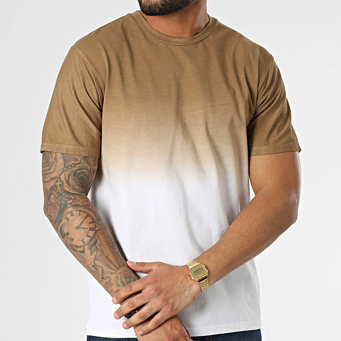 Promo 😍 Tee 👕 Shirt Oversize T145 Camel Blanc Dégradé de John H 🥰 5 Promo 😍 Tee 👕 Shirt Oversize T145 Camel Blanc Dégradé de John H 🥰 – Image 3