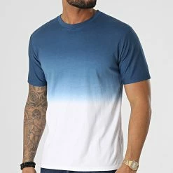 Promo 💯 Tee 👕 Shirt Oversize Dégradé T145 Blanc Bleu de John H 👏