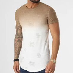 Meilleure vente ⭐ Tee 👕 Shirt Oversize Dégradé T2072 Marron Blanc de John H 😍
