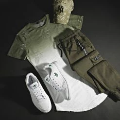 Meilleur prix 👏 Tee 👚 Shirt Oversize T2072 Blanc Vert Kaki Dégradé de John H 😍 -John H Soldes john h 306591 T2072 GREEN W 20220325T083157 05
