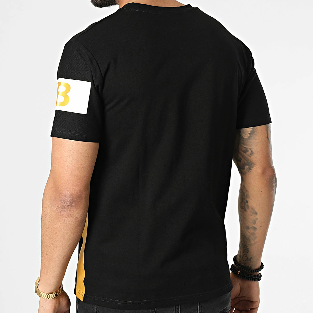 Bon marché 🌟 Tee 👕 Shirt XW907 Noir Doré de John H 😀 6 Bon marché 🌟 Tee 👕 Shirt XW907 Noir Doré de John H 😀 – Image 4