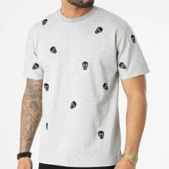 Remise 🎉 Tee 👚 Shirt Oversize XW932 Gris Chiné de John H 🔥