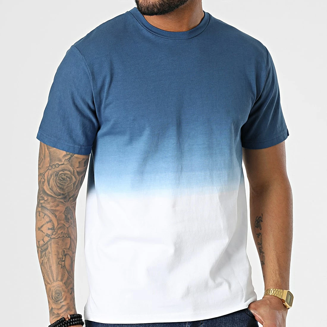 Meilleur prix 🛒 Tee 👚 Shirt Dégradé Oversize T126 Bleu Blanc de John H 🎉 5 Meilleur prix 🛒 Tee 👚 Shirt Dégradé Oversize T126 Bleu Blanc de John H 🎉 – Image 3