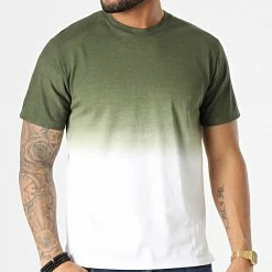 Grosses soldes 👏 Tee 👚 Shirt Dégradé Oversize T126 Vert Kaki Blanc de John H 😀 -John H Soldes john h 306638 T126 WHITE GREEN 20220303T161442 03