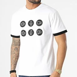 Promo 😉 Tee 👚 Shirt T116 Blanc Noir de John H 🥰