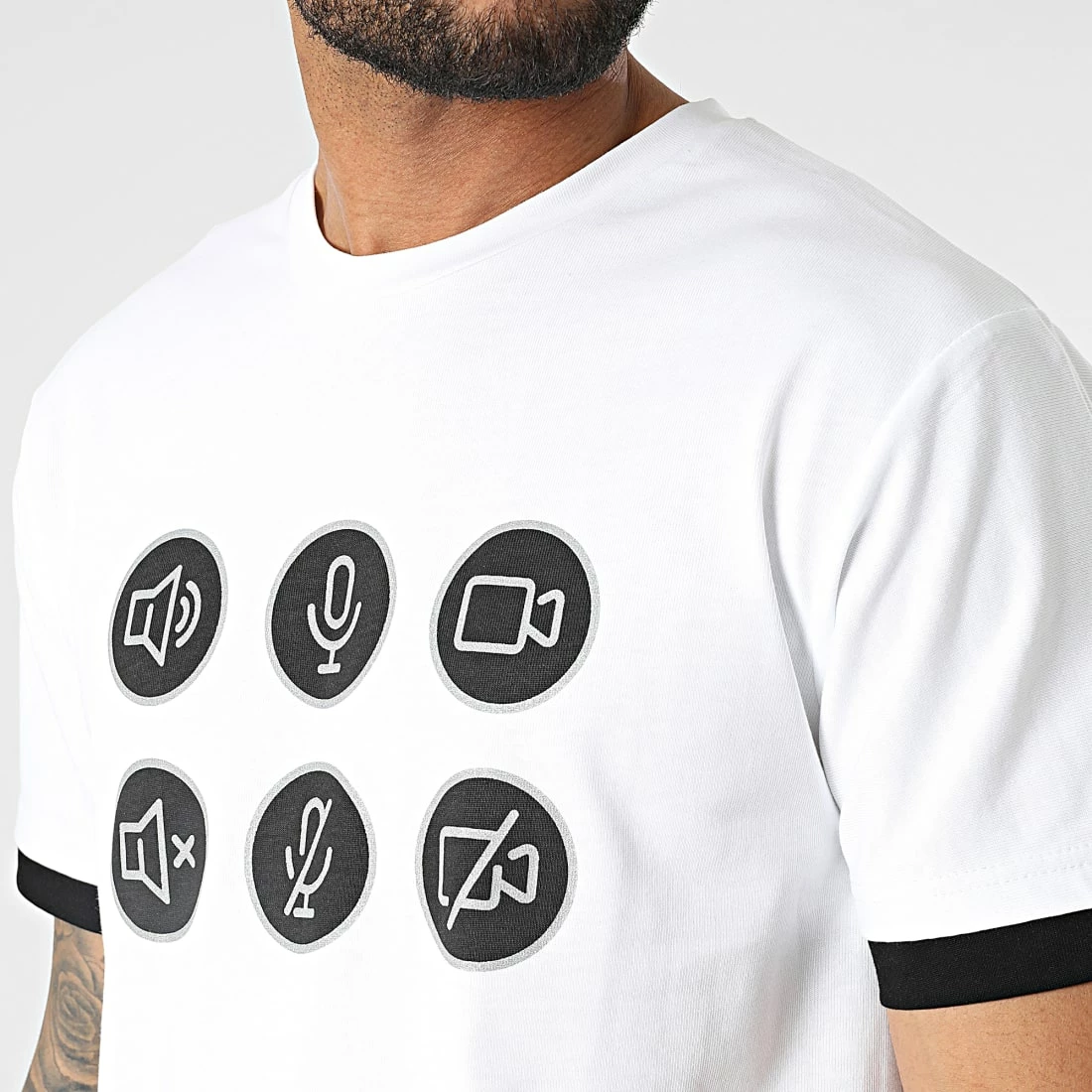 Promo 😉 Tee 👚 Shirt T116 Blanc Noir de John H 🥰 4 Promo 😉 Tee 👚 Shirt T116 Blanc Noir de John H 🥰 – Image 2