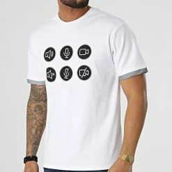 Remise ⌛ Tee 👕 Shirt Réfléchissant T116 Blanc Argent de John H 🎁