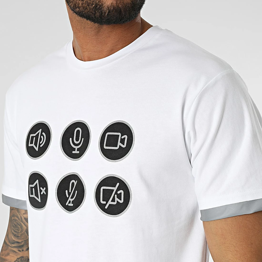 Remise ⌛ Tee 👕 Shirt Réfléchissant T116 Blanc Argent de John H 🎁 4 Remise ⌛ Tee 👕 Shirt Réfléchissant T116 Blanc Argent de John H 🎁 – Image 2