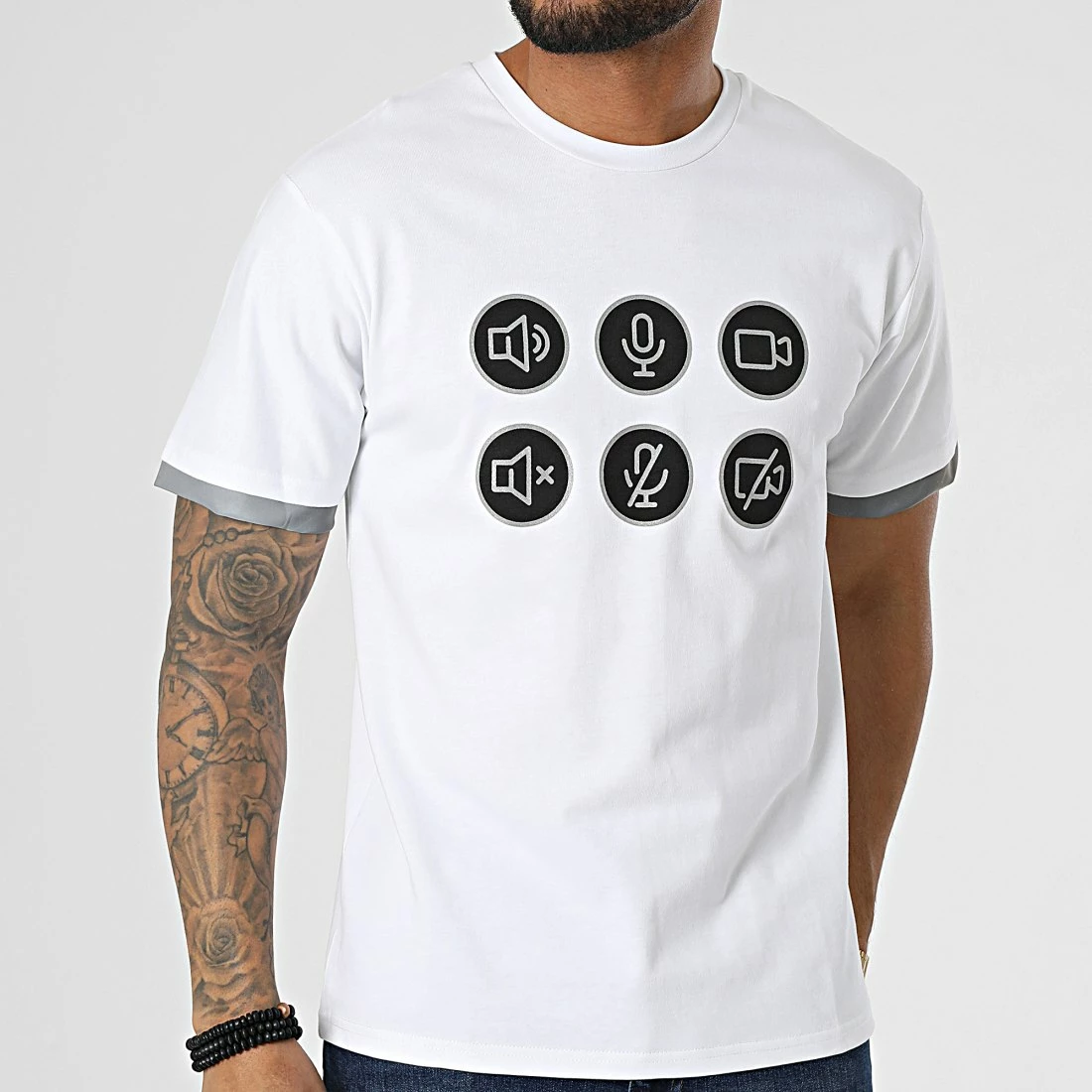 Remise ⌛ Tee 👕 Shirt Réfléchissant T116 Blanc Argent de John H 🎁 5 Remise ⌛ Tee 👕 Shirt Réfléchissant T116 Blanc Argent de John H 🎁 – Image 3