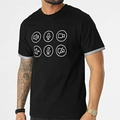 De gros 🔥 Tee 👕 Shirt Réfléchissant T116 Noir Argent de John H 🤩