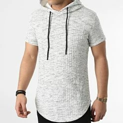 Promo 😍 Tee 👚 Shirt Capuche Oversize DD43 Gris Chiné de John H 🛒