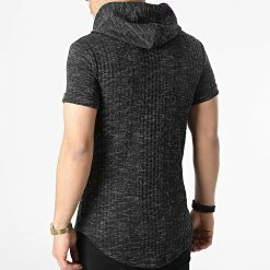 Bon marché 👍 Tee 👚 Shirt Capuche Oversize DD43 Noir Chiné de John H 😍 -John H Soldes john h 307759 DD43 BLACK 20220308T135323 04