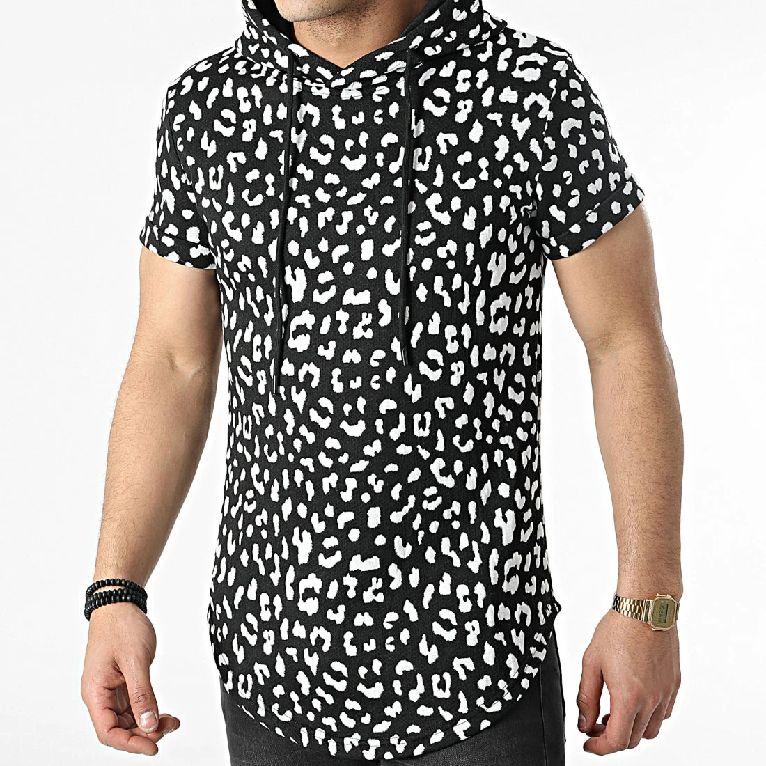 De gros ✨ Tee 👚 Shirt Capuche Oversize Léopard DD33 Noir de John H 😍 3 De gros ✨ Tee 👚 Shirt Capuche Oversize Léopard DD33 Noir de John H 😍