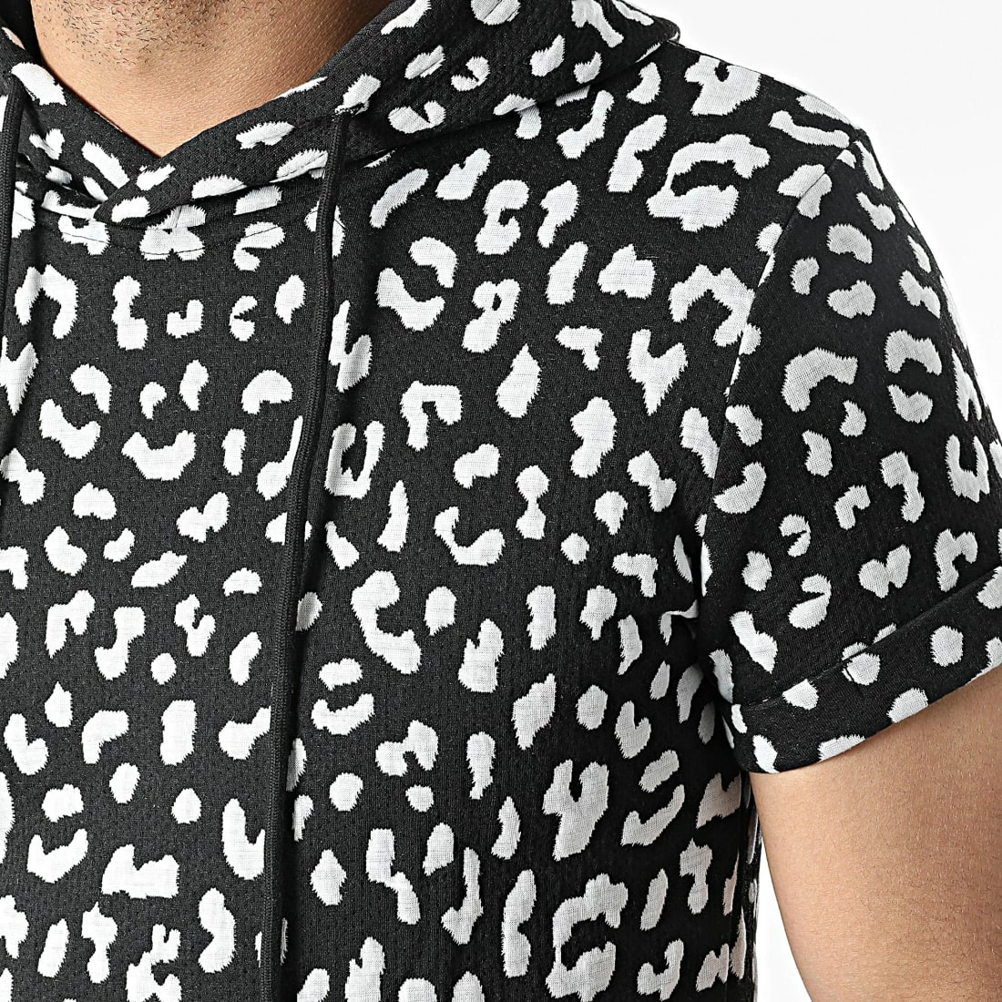 De gros ✨ Tee 👚 Shirt Capuche Oversize Léopard DD33 Noir de John H 😍 4 De gros ✨ Tee 👚 Shirt Capuche Oversize Léopard DD33 Noir de John H 😍 – Image 2