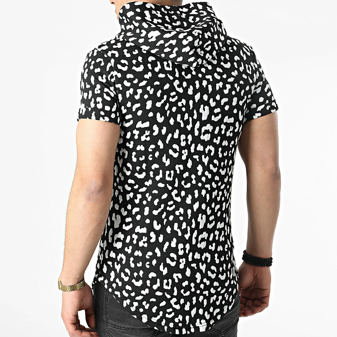 De gros ✨ Tee 👚 Shirt Capuche Oversize Léopard DD33 Noir de John H 😍 6 De gros ✨ Tee 👚 Shirt Capuche Oversize Léopard DD33 Noir de John H 😍 – Image 4