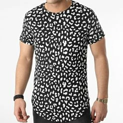 Meilleur prix 😉 Tee 👚 Shirt Oversize Léopard DD35 Noir Blanc de John H ✨