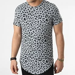 Offres 😀 Tee 👕 Shirt Oversize Léopard DD35 Gris de John H 👏