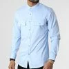 Acheter 🤩 Chemise Manches Longues Col Mao J530 Bleu Ciel de John H 👏