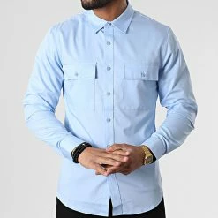 Meilleure affaire 🎁 Chemise Manches Longues J529 Bleu Ciel de John H 🌟 -John H Soldes john h 310404 J529 BLUE 20220324T155448 03