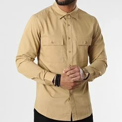 Budget 😉 Chemise Manches Longues J529 Beige Foncé de John H 💯 -John H Soldes john h 310425 J529 SHALLOW CAMEL 20220324T155244 03