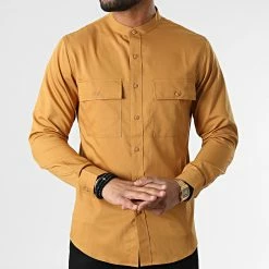 Meilleure affaire ⭐ Chemise Manches Longues Col Mao J530 Camel de John H ✨ -John H Soldes john h 310430 J530 DEEP CAMEL 20220324T155329 03
