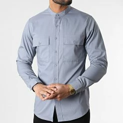 Top 10 💯 Chemise Manches Longues Col Mao J530 Gris de John H 🔔 -John H Soldes john h 310431 J530 LIGHT GRAY 20220324T155519 03