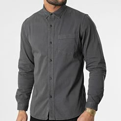 Meilleure vente ⌛ Chemise Jean Manches Longues J528 Gris Anthracite de John H 🎉