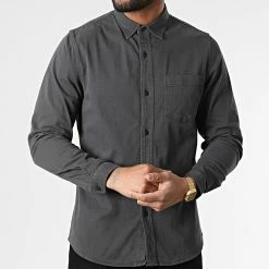 Meilleure vente ⌛ Chemise Jean Manches Longues J528 Gris Anthracite de John H 🎉 -John H Soldes john h 310447 J528 ARMY GREEN 20220324T155656 03