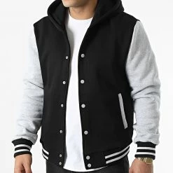 Meilleure affaire 😍 Veste Teddy A Capuche 3118 Noir Gris Chiné de John H 👏