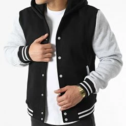 Meilleure affaire 😍 Veste Teddy A Capuche 3118 Noir Gris Chiné de John H 👏 -John H Soldes john h 310490 3118 BLACK ASH 20220331T160308 03