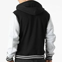 Meilleure affaire 😍 Veste Teddy A Capuche 3118 Noir Gris Chiné de John H 👏 -John H Soldes john h 310490 3118 BLACK ASH 20220331T160310 04