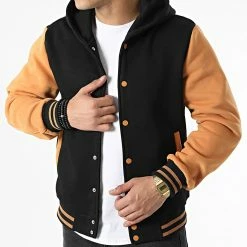 Offres 🌟 Veste Teddy A Capuche 3118 Noir Camel de John H 🤩 -John H Soldes john h 310495 3118 BLACK CAMEL 20220331T160246 03