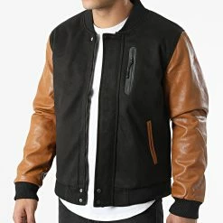 Remise 🌟 Veste Zippée 3119 Noir Camel de John H 🎉