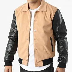 Remise 🌟 Veste 3124 Camel Clair Noir de John H 🔥