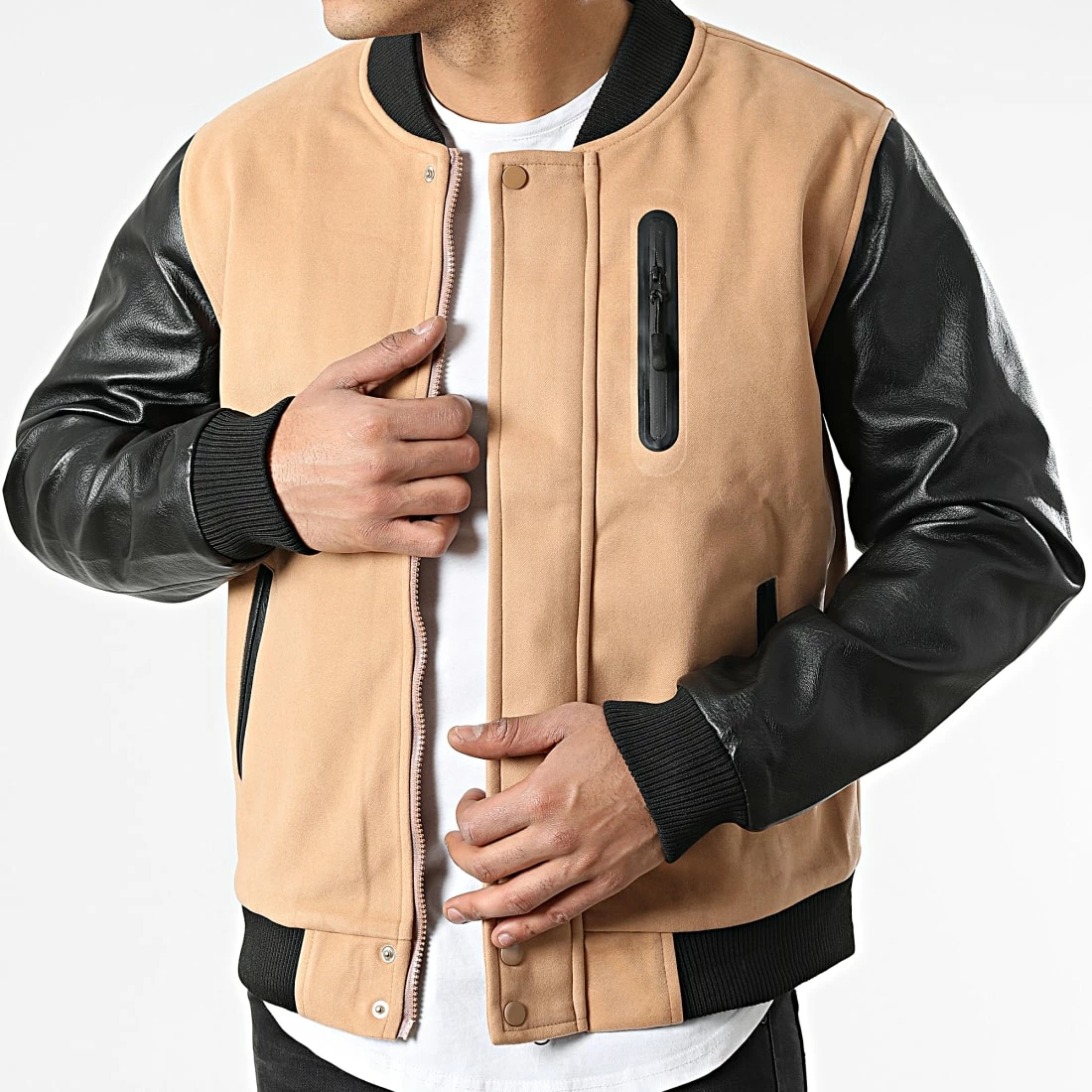 Tout neuf 😉 Veste Zippée 3119 Camel Noir de John H ✨ 3 Tout neuf 😉 Veste Zippée 3119 Camel Noir de John H ✨