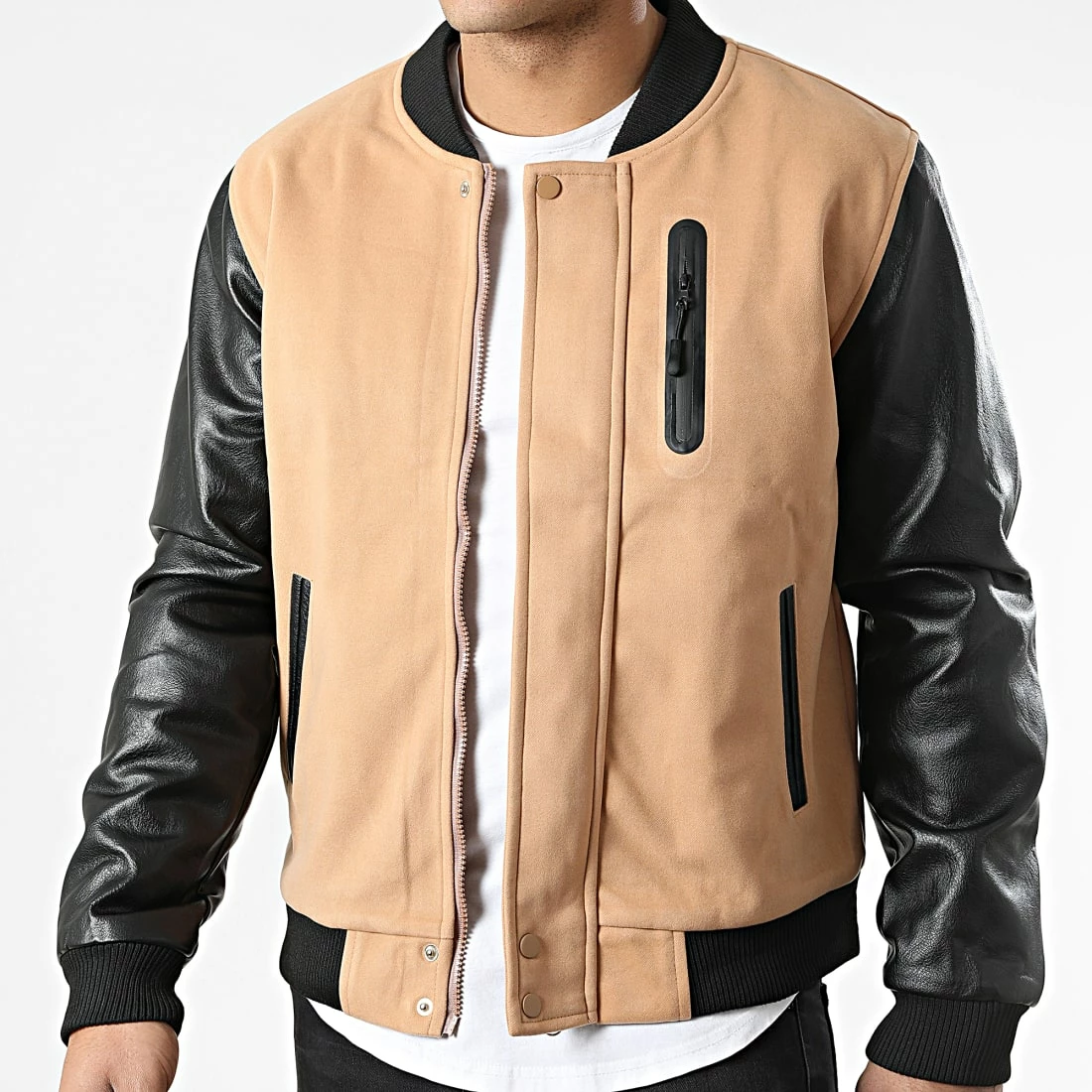 Tout neuf 😉 Veste Zippée 3119 Camel Noir de John H ✨ 5 Tout neuf 😉 Veste Zippée 3119 Camel Noir de John H ✨ – Image 3