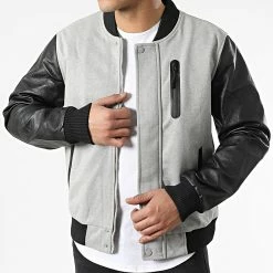 Promo 🌟 Veste Zippée 3119 Gris Chiné Noir de John H ⌛