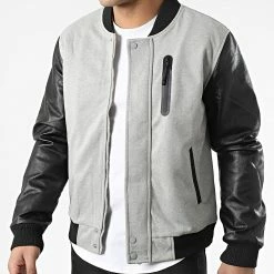 Promo 🌟 Veste Zippée 3119 Gris Chiné Noir de John H ⌛ -John H Soldes john h 310550 3119 GRAY BLACK 20220328T161832 03
