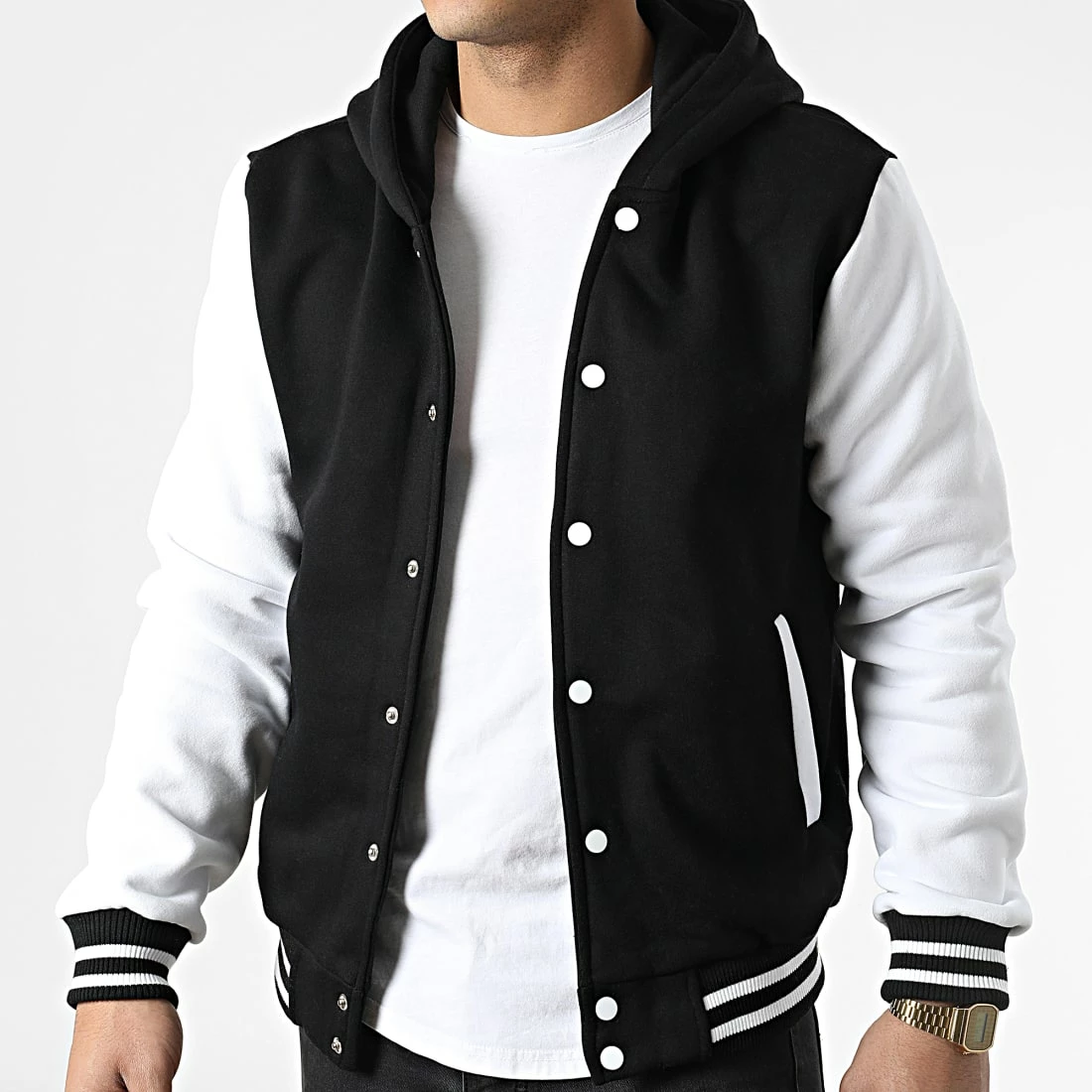 Vente flash ⭐ Veste Teddy A Capuche 3118 Noir Blanc de John H ❤️ 5 Vente flash ⭐ Veste Teddy A Capuche 3118 Noir Blanc de John H ❤️ – Image 3