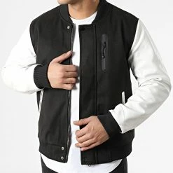 Remise 🎉 Veste Zippée 3119 Noir Blanc de John H 🌟